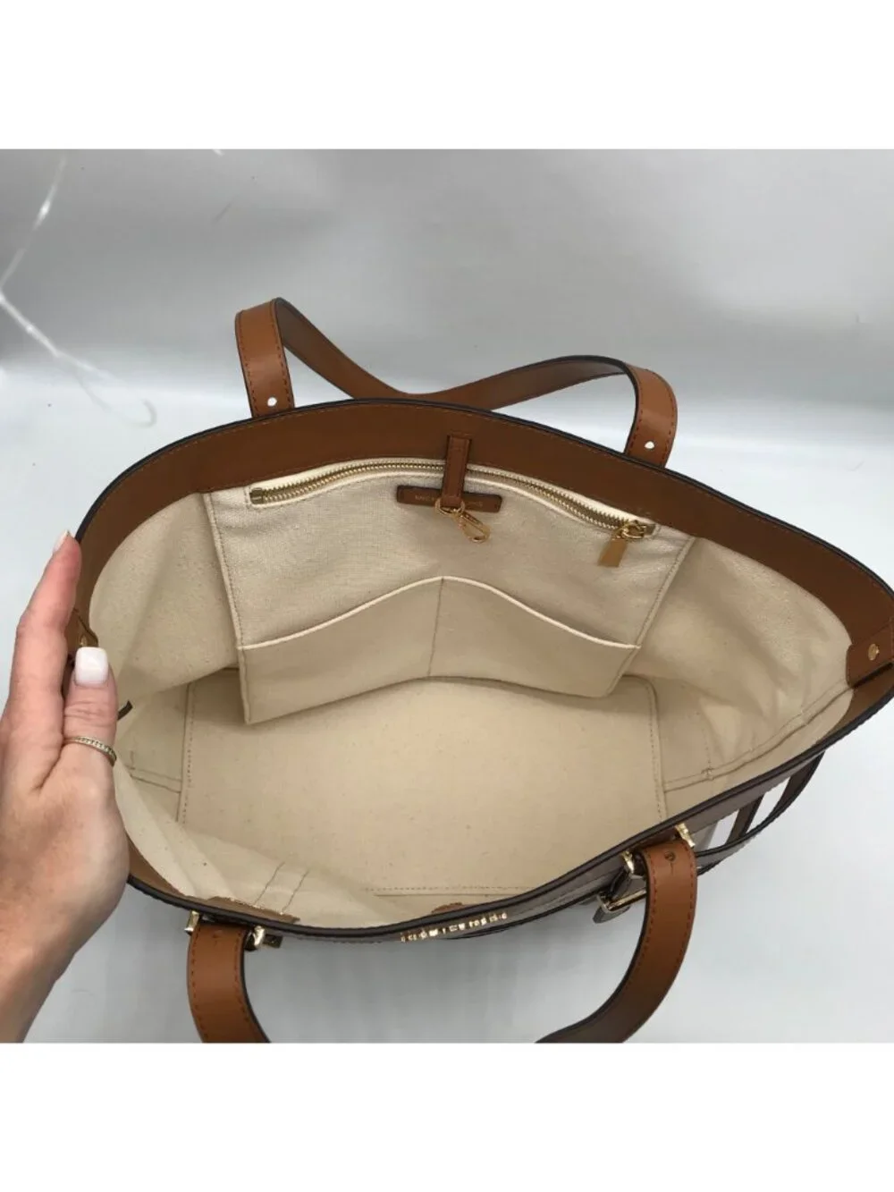 Michael Kors Natural & Acorn Marie Cage Tote